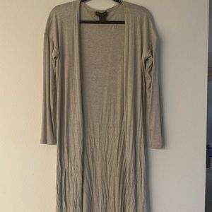 Long Thin Material Khaki Cardigan